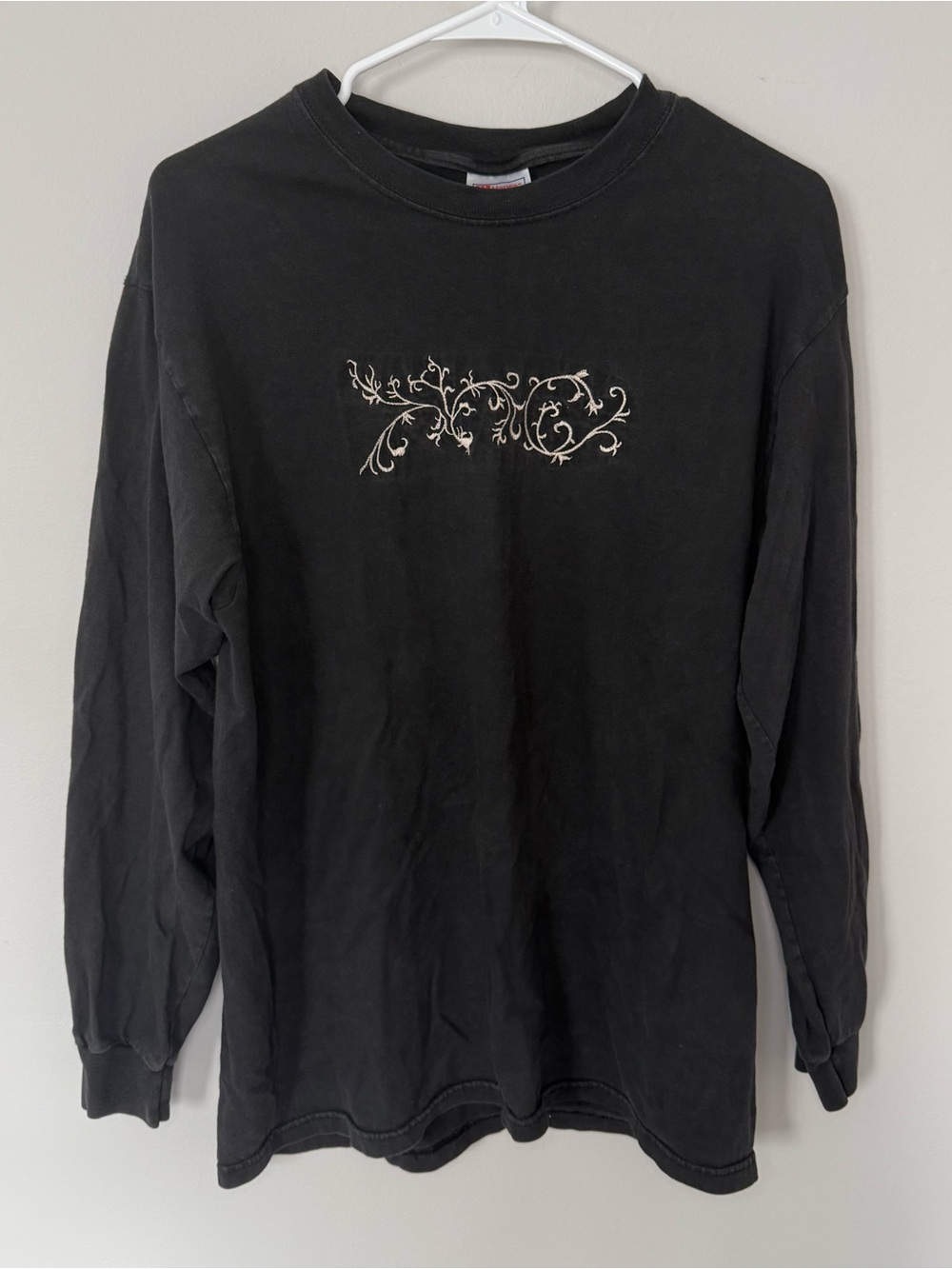 Vintage Hanes Beefy-T Embroidered Long Sleeve Shirt Y2K